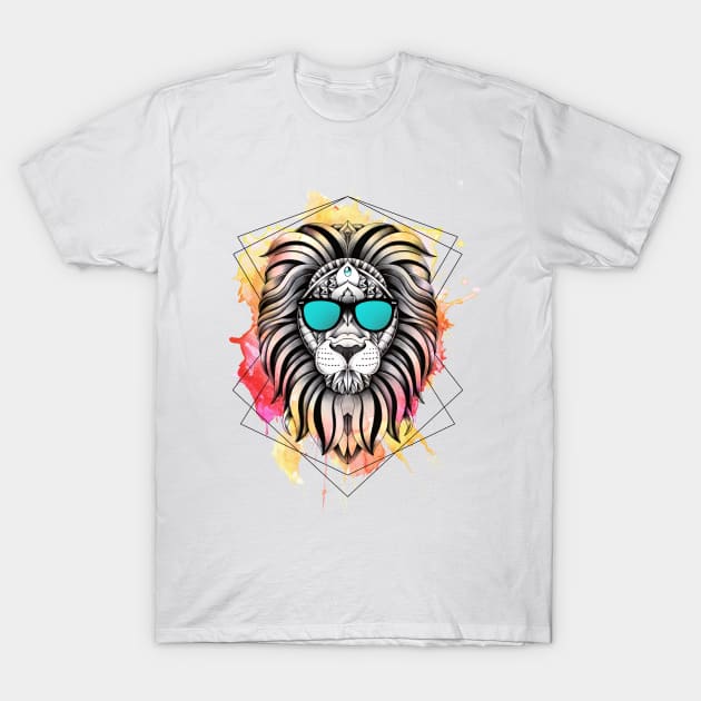 Watercolor Lion T-Shirt by Psydrian